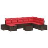 vidaXL Ensemble de canap&eacute; de jardin 9 pc Marron polyrotin
