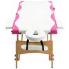 vidaXL Table de massage pliable 2 zones Bois Blanc et rose