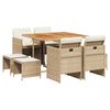 vidaXL Ensemble &agrave; manger de jardin et coussins 9 pcs beige Poly rotin