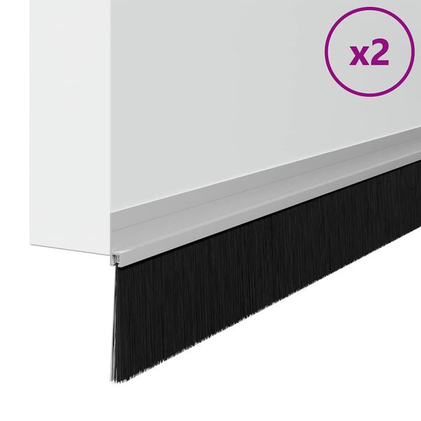 vidaXL Brosses de porte adh&eacute;sives 2 pcs Argent 100 cm