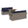 vidaXL Ensemble de canap&eacute; de jardin 7 pc Gris et bleu marine polyrotin