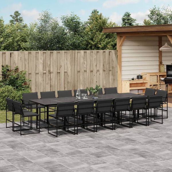 vidaXL Ensemble à manger de jardin avec coussins 17 pcs noir textilène