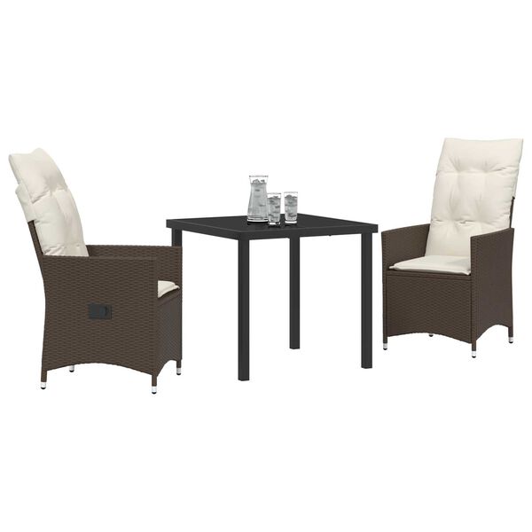 vidaXL Ensemble de salle à manger pour jardin 3 pcs Marron Poly rotin