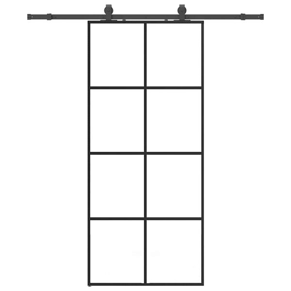 vidaXL Porte coulissante kit de quincaillerie noir 90x205 cm verre ESG