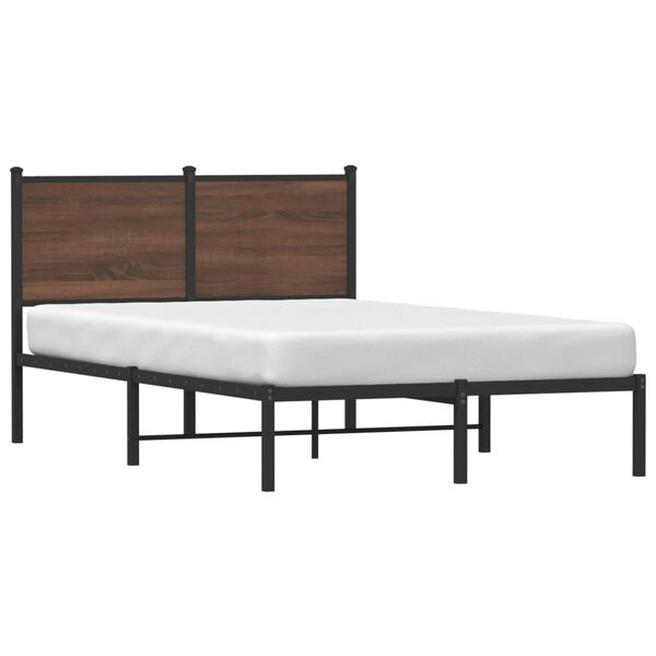 vidaXL Cadre de lit en m&eacute;tal sans matelas ch&ecirc;ne marron 120x200 cm