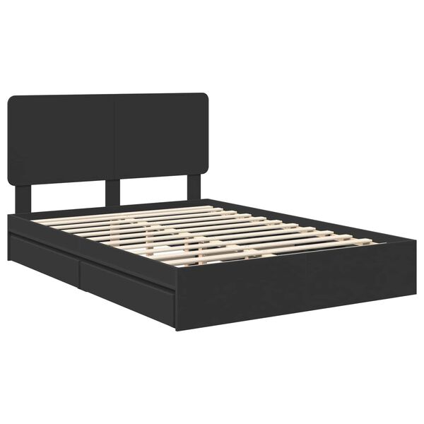 vidaXL Lit de Rangement Noir 140 x 190 cm Bois d'ing&eacute;nierie