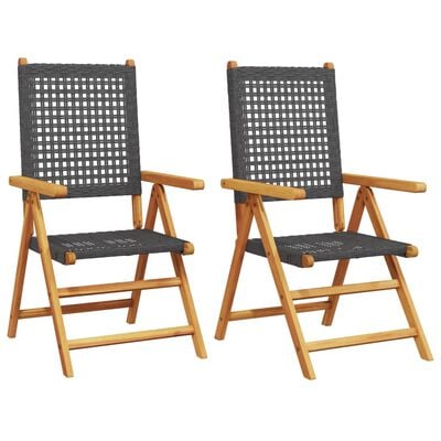 vidaXL Chaises de jardin lot de 2 noir bois massif d'acacia et rotin