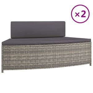 vidaXL Bancs de spa avec coussins lot de 2 gris r&eacute;sine tress&eacute;e