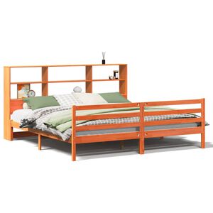 vidaXL Lit biblioth&egrave;que sans matelas cire marron 180x200cm bois massif