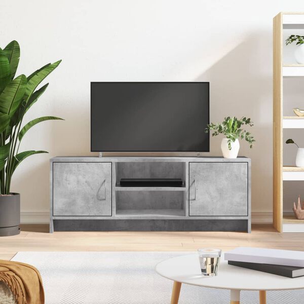 vidaXL Meuble TV gris b&eacute;ton 102x30x37,5 cm bois d'ing&eacute;nierie