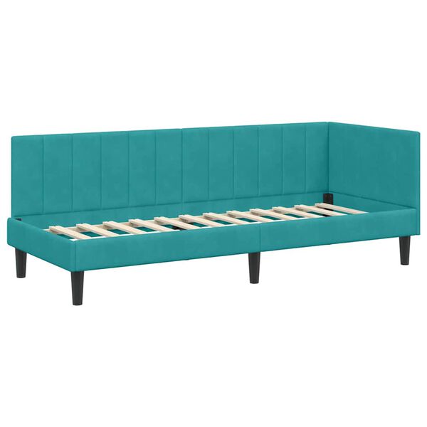vidaXL Cadre de lit d'angle Turquoise 80 cm x 200 cm Velours