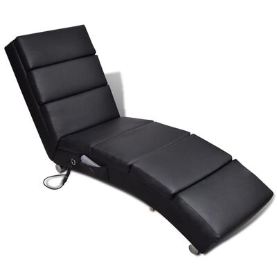 vidaXL Chaise longue de massage Noir Similicuir