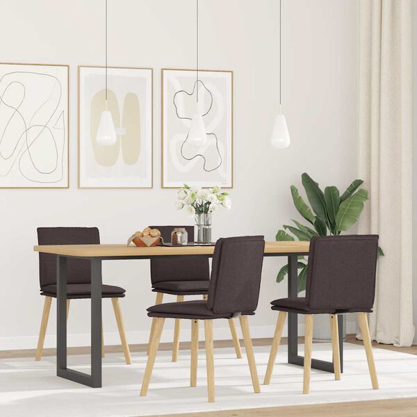 vidaXL Chaises &agrave; manger lot de 4 marron fonc&eacute; tissu