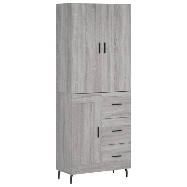 vidaXL Buffet haut Sonoma gris 69,5x34x180 cm Bois d'ing&eacute;nierie