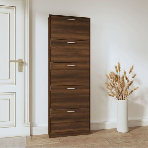 vidaXL Armoire &agrave; chaussures Ch&ecirc;ne marron 59x17x169cm Bois d'ing&eacute;nierie