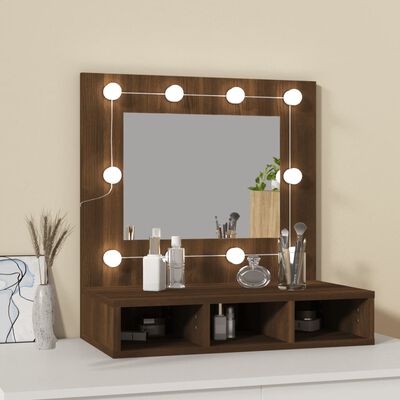 vidaXL Armoire à miroir avec LED Chêne marron 60x31,5x62 cm