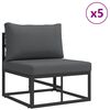 vidaXL Ensemble de canapé de jardin avec coussin 8 pcs Noir Aluminium