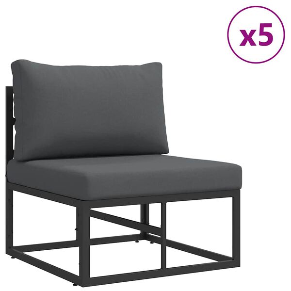 vidaXL Ensemble de canapé de jardin avec coussin 8 pcs Noir Aluminium