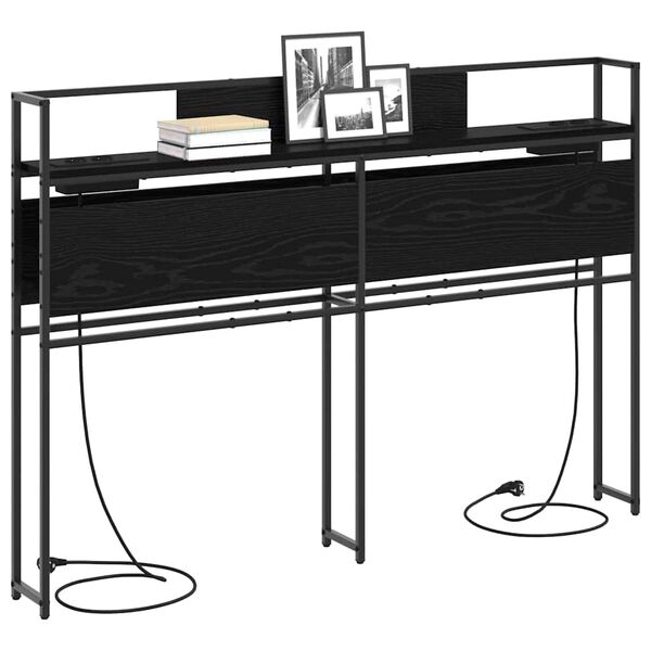 vidaXL T&ecirc;te de lit de rangement Ch&ecirc;ne noir 140 cm Bois d'ing&eacute;nierie