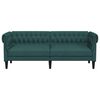 vidaXL Canapé Chesterfield 3 places vert foncé tissu