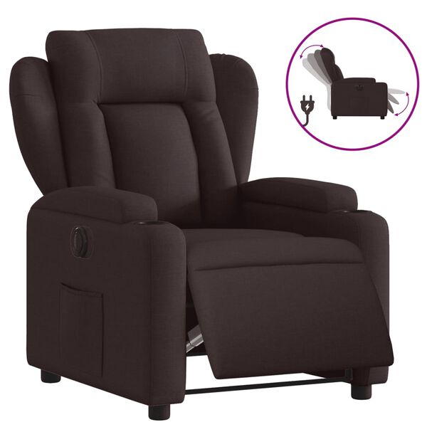 vidaXL Fauteuil inclinable &eacute;lectrique Marron fonc&eacute; Tissu