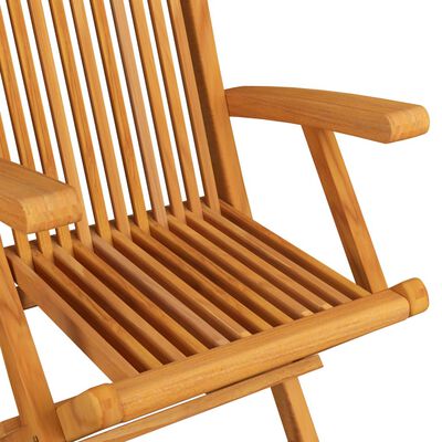 vidaXL Chaises de jardin avec coussins crème lot de 3 Bois teck massif