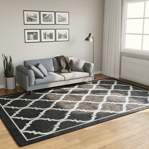 vidaXL Tapis lavable noir et blanc 190x300 cm antid&eacute;rapant