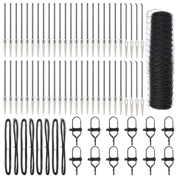 vidaXL Poteau de cl&ocirc;ture. Gris 100 x 0,6 m (mailles de 50 mm)