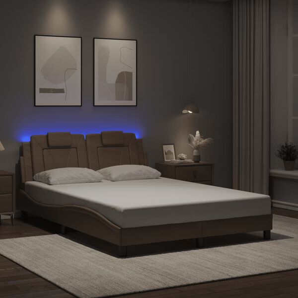 vidaXL Cadre de lit Viana avec LED sans matelas cappuccino 120x200 cm