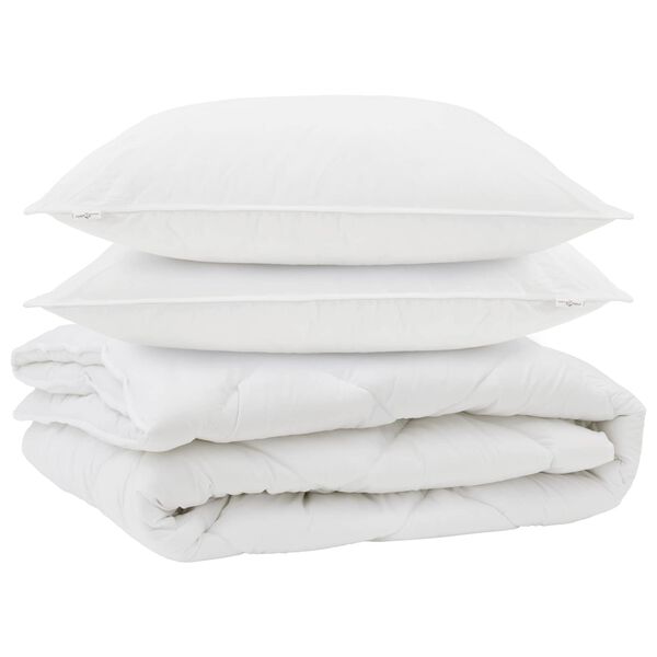 vidaXL Duvet toutes saisons avec oreiller 3 pcs Blanc Microfibre