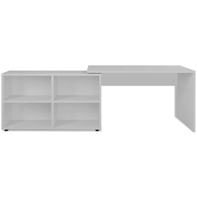 vidaXL Bureau d'angle 4 étagères blanc