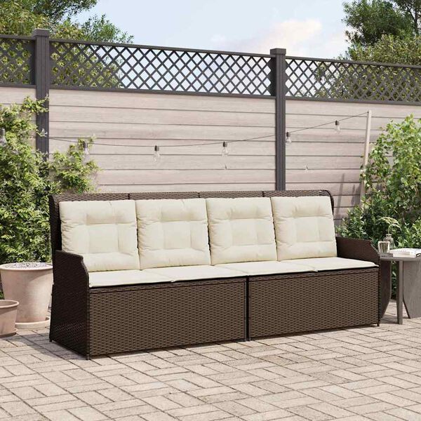 vidaXL Banc de jardin avec coussin Marron Poly rotin