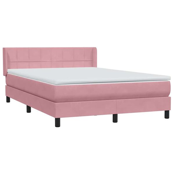 vidaXL Sommier &agrave; lattes de lit avec matelas rose 140x220 cm velours