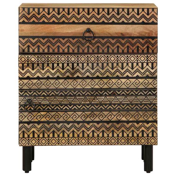 vidaXL Table de chevet noir 50x33x60 cm bois de manguier massif brut