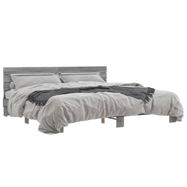 vidaXL Cadre de lit sans matelas sonoma gris 180x200 cm