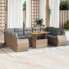 vidaXL Salon de jardin avec coussins 10 pcs beige résine tressée