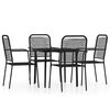 vidaXL Ensemble &agrave; manger de jardin 5 pcs Noir