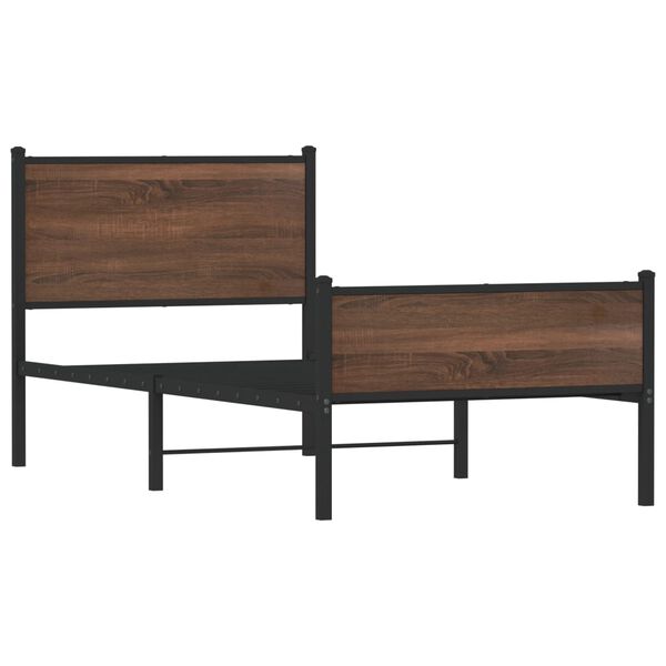 vidaXL Cadre de lit en m&eacute;tal sans matelas ch&ecirc;ne marron 90x190 cm