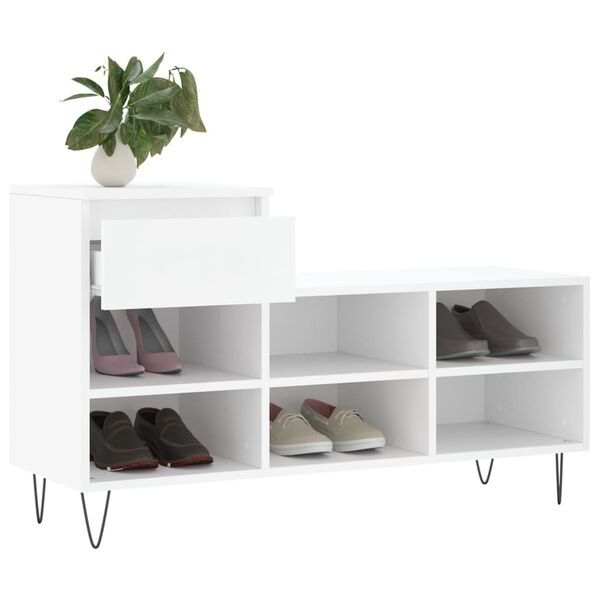 vidaXL Armoire &agrave; chaussures Blanc 102x36x60 cm Bois d'ing&eacute;nierie