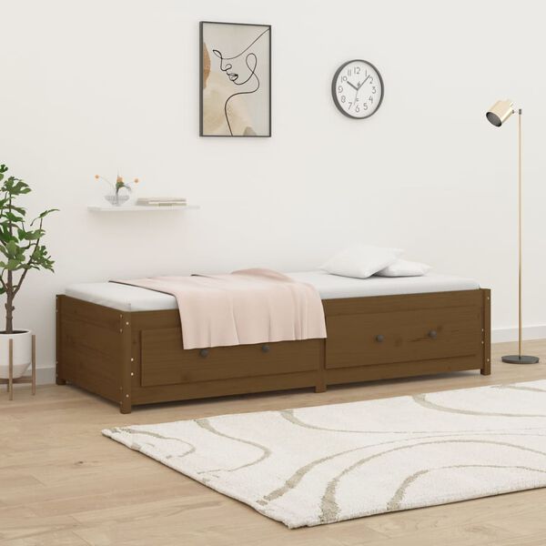vidaXL Lit de jour sans matelas marron miel 90x190 cm bois pin massif