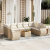 vidaXL Salon de jardin avec coussins 10 pcs beige r&eacute;sine tress&eacute;e