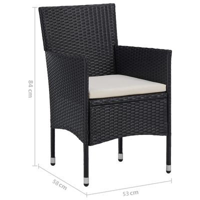 vidaXL Ensemble à manger de jardin 5 pcs Noir Résine tressée et acacia