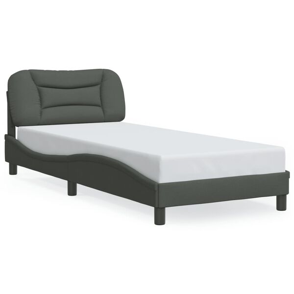 vidaXL Cadre de lit avec LED sans matelas Hvar gris fonc&eacute; 90x200 cm tissu