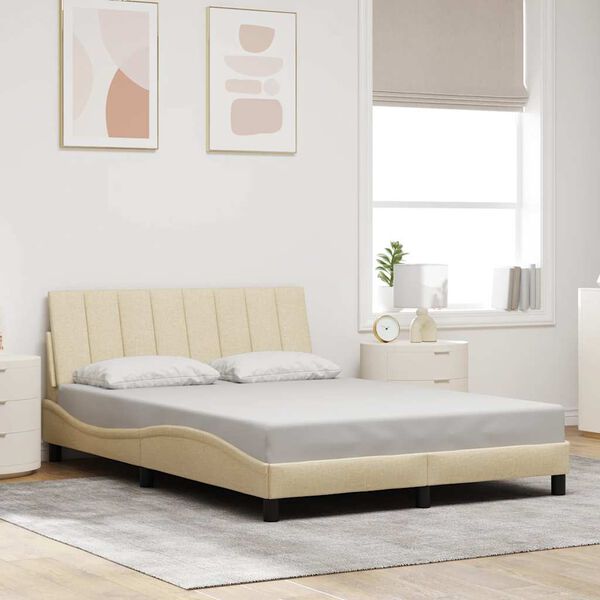 vidaXL Cadre de lit sans matelas Hanko cr&egrave;me 120x200 cm tissu