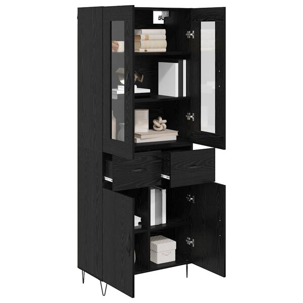vidaXL Haut Armoire Ch&ecirc;ne noir 69,5 x 34 x 90 cm Bois d'ing&eacute;nierie