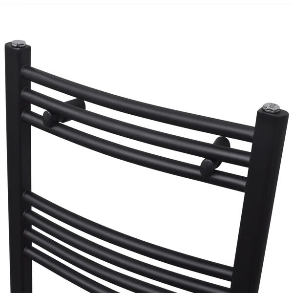 vidaXL Sèche-serviettes eau chaude à rails incurvés noir 500 x 764 mm