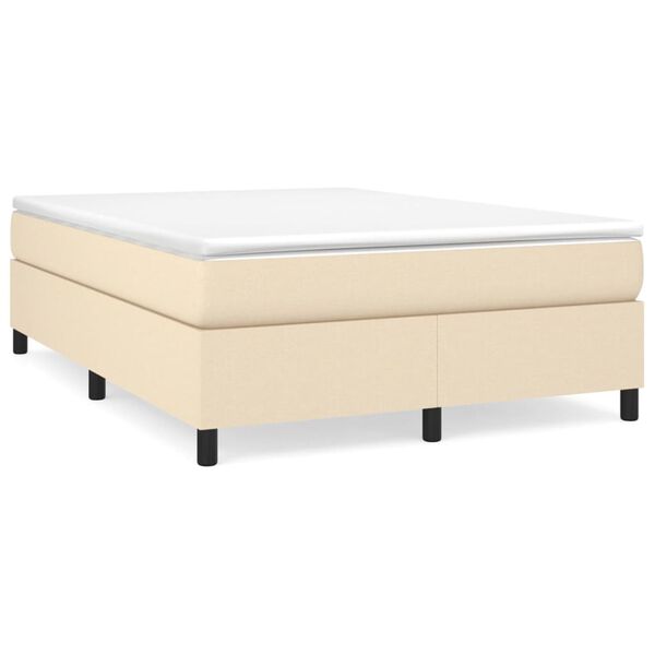 vidaXL Sommier &agrave; lattes de lit avec matelas Cr&egrave;me 140x200 cm Tissu