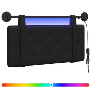 vidaXL T&ecirc;te de lit suspendue Avec lumi&egrave;re LED Noir Simili cuir