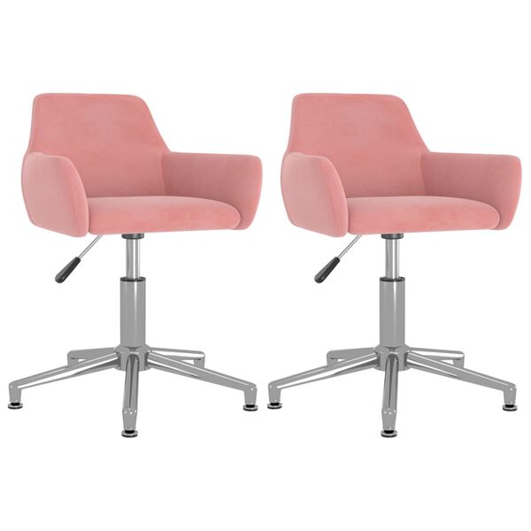 vidaXL Chaises pivotantes &agrave; manger lot de 2 Rose Velours