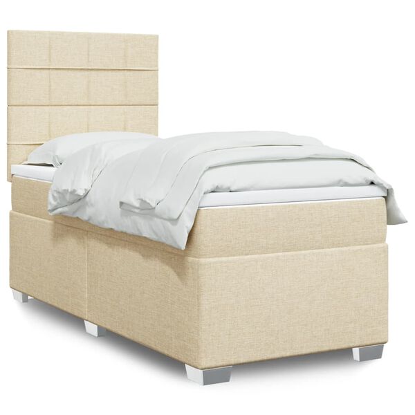 vidaXL Sommier &agrave; lattes de lit avec matelas Cr&egrave;me 80x200 cm Tissu